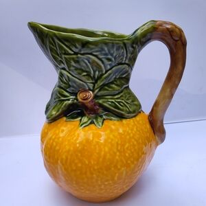 OLFRAIRE Vibrant Orange and Green Ceramic Pitcher